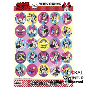 MINNIE STICKERS AUTOADHESIVOS x 24 UNIDADES